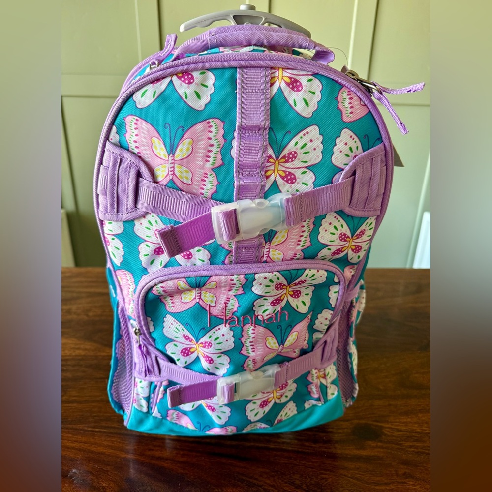 NWT Pottery Barn Kids PBK Mackenzie Butterflies Rolling Backpack/ Pencil Case
